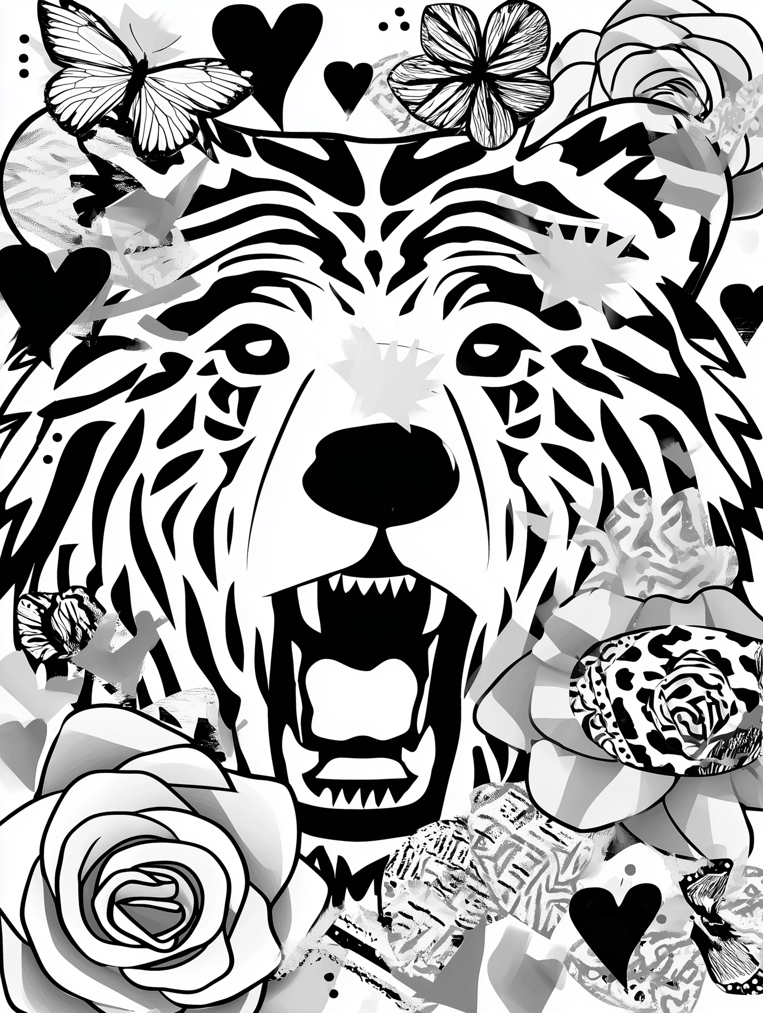 Free printable bear coloring book page featuring a yelling bear